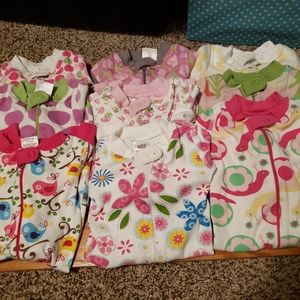 Lot of 9 HANNA ANDERSSON 0-6mon 50cm footless pjs